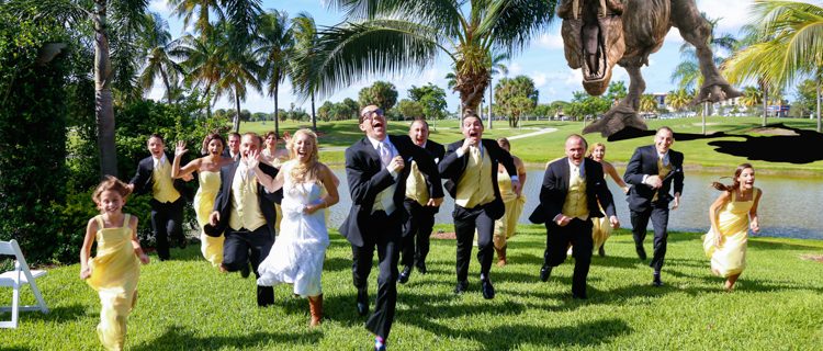 A T-rex was spotted crashing a wedding at Galuppi's in Pompano Beach