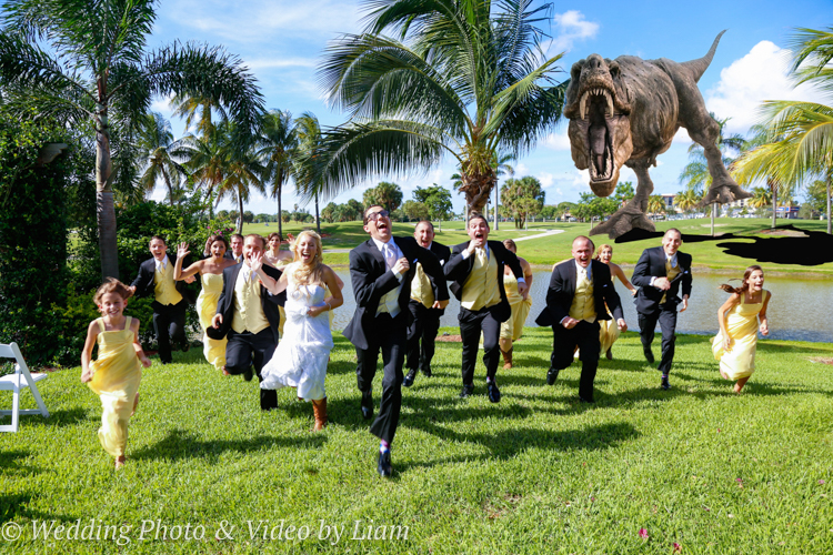 A T-rex was spotted crashing a wedding at Galuppi's in Pompano Beach